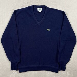 Izod Lacoste Navy Blue V-neck Vintage Knitwear